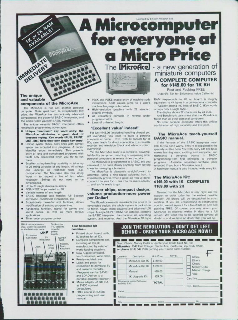 MicroAce advertisement.