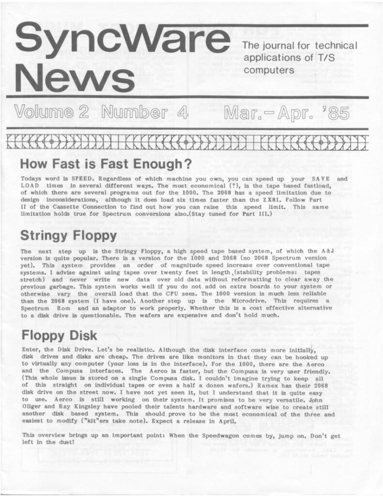 SyncWare News – Timex/Sinclair Computers