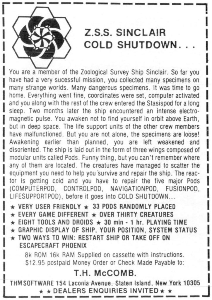 Z.S.S. Sinclair, Cold Shutdown