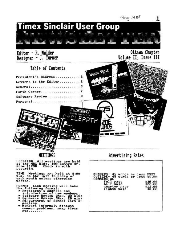 Timex Sinclair User Group Newsletter: Ottawa Chapter – Timex 