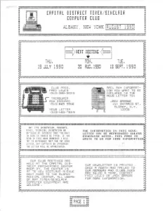 Capital District Timex-Sinclair Computer Club Aug 1990