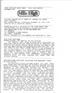 Timex Sinclair Users Group Mile High Chapter Nov 1991