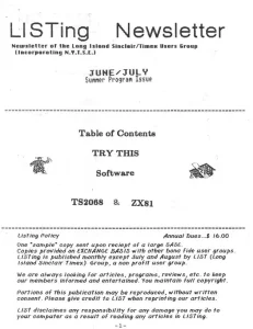 LISTing Newsletter June – July 1993
