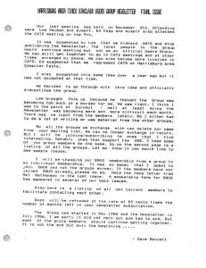 Harrisburg Area Timex Sinclair Users Group Final Issue