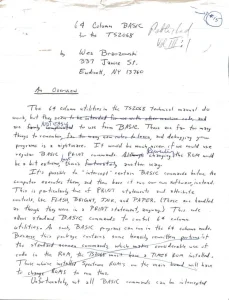 64 Column Basic for the TS 2068