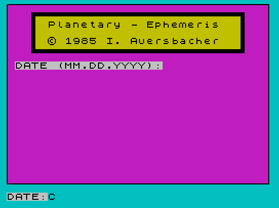 Planet Ephemeris 2068 Planet Ephemeris 2068