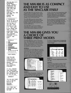 Mindware MW-100 flyer