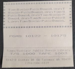 Timex Sinclair Public Domain Library Tape 1003