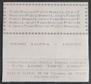 Timex Sinclair Public Domain Library Tape 1007