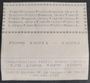 Timex Sinclair Public Domain Library Tape 1005