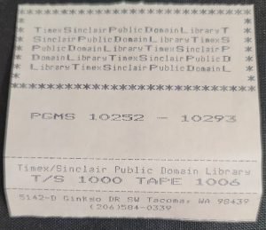 Timex Sinclair Public Domain Library Tape 1006