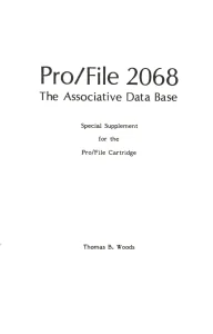 Pro/File 2068 Special Supplement for the Pro/File Cartridge