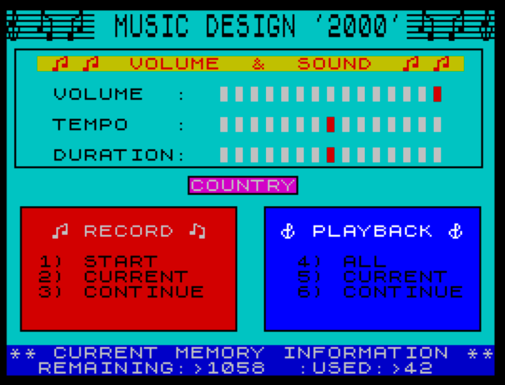 Music Design 2000 screen